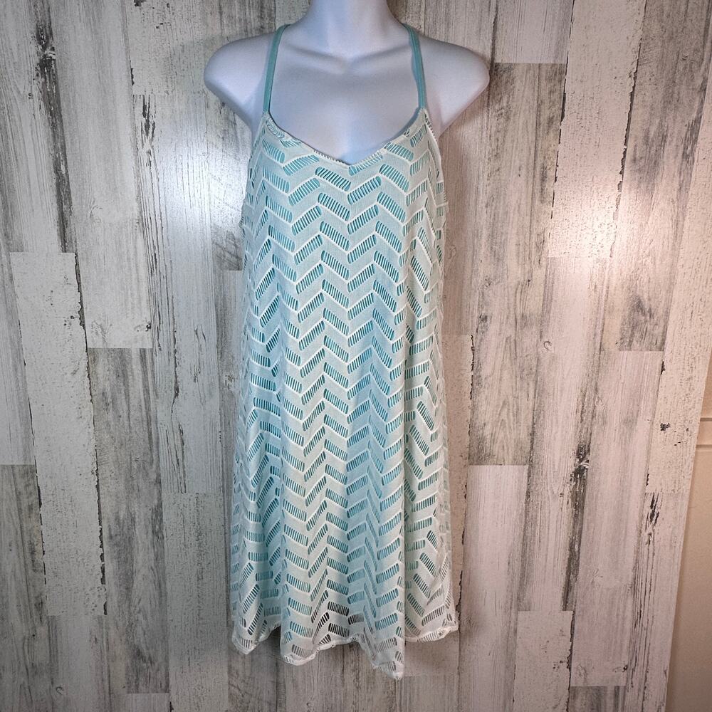 Vermilli Hawaii Crochet Teal & White Swim Cover-Up | Sz Medium | Boho Beachwear